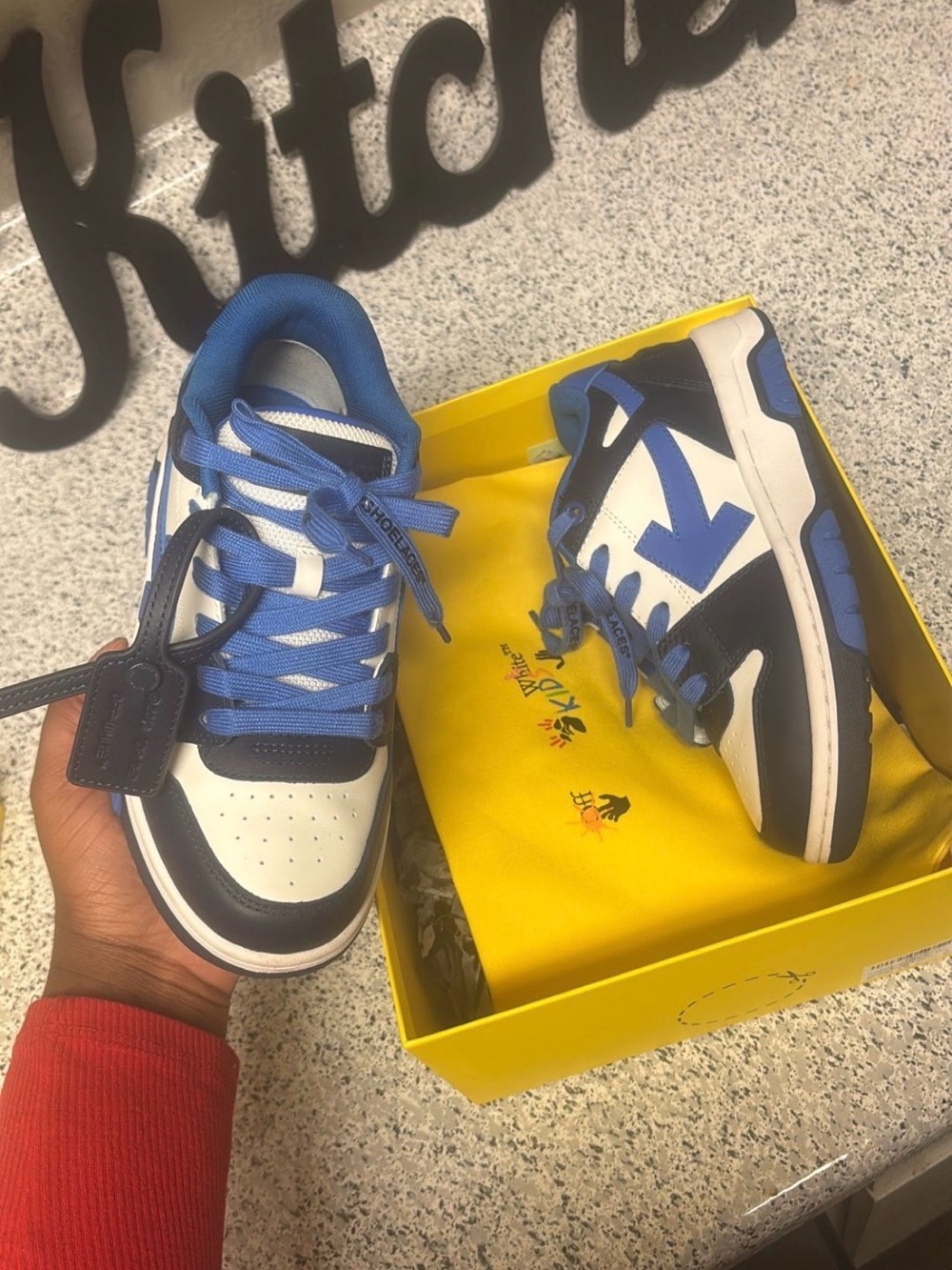 Off-White Kids White and Blue Low-Top Sneakers